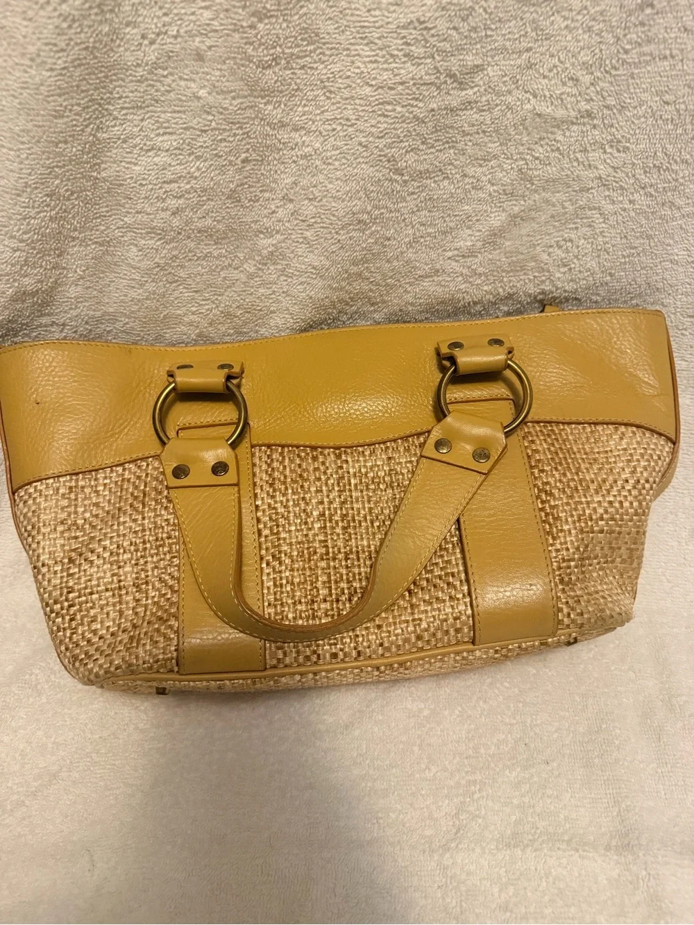 Chloe Mustard Woven Tote Bag